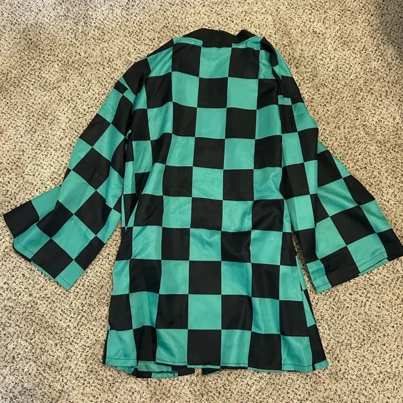Green and Black Checkered Kimono - Picture 3 of 3